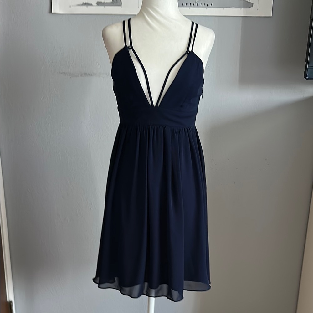 Elegant Navy Blue Strappy Dress
